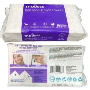 Modess Disposable Face Towels Dry Wipes USE DRY OR WET– 30CT